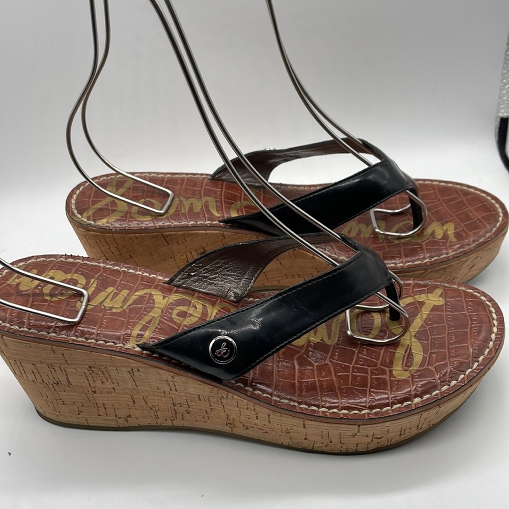 Sam Edelman Black and Brown Wedge Sandals